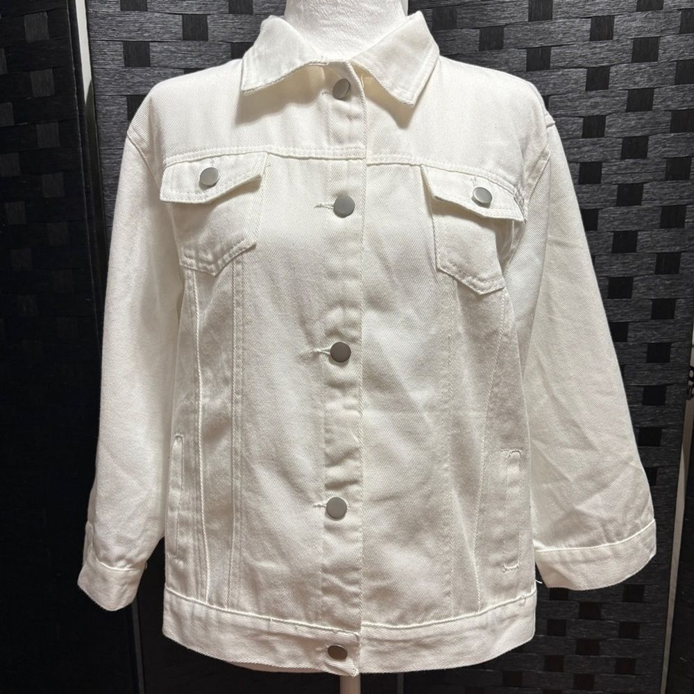 White Denim Jean Jacket - Classic Women's Trucker Jacket